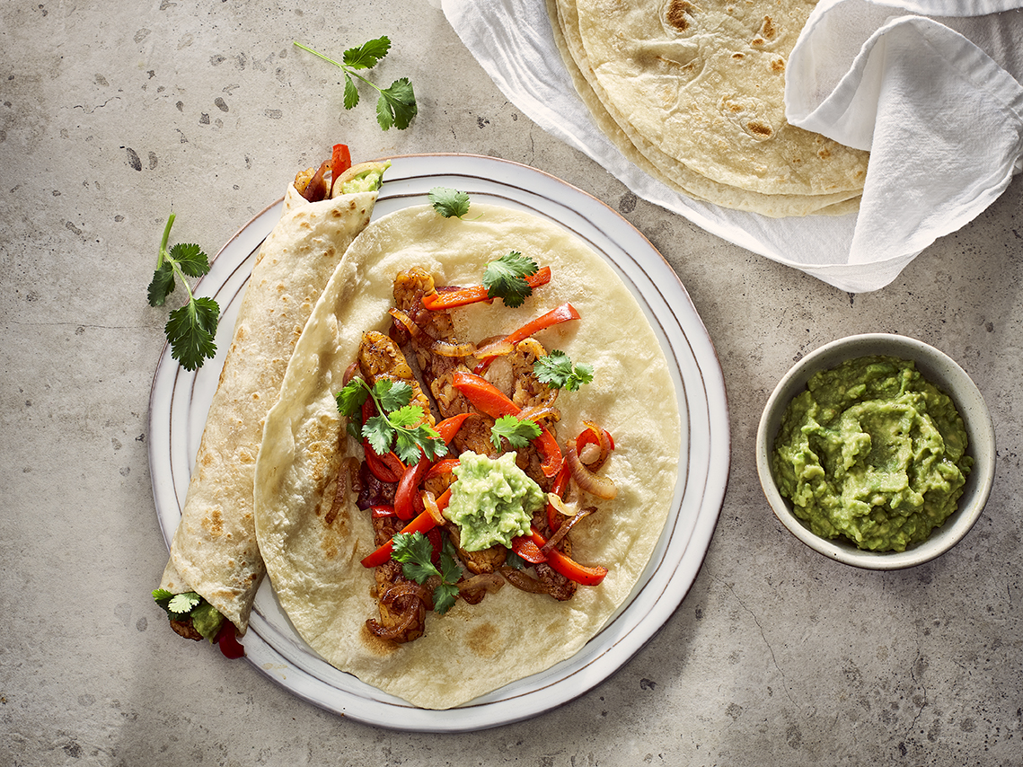 MapleCaramelised Tempeh Fajitas with Spicy Guacamole Maple from Canada