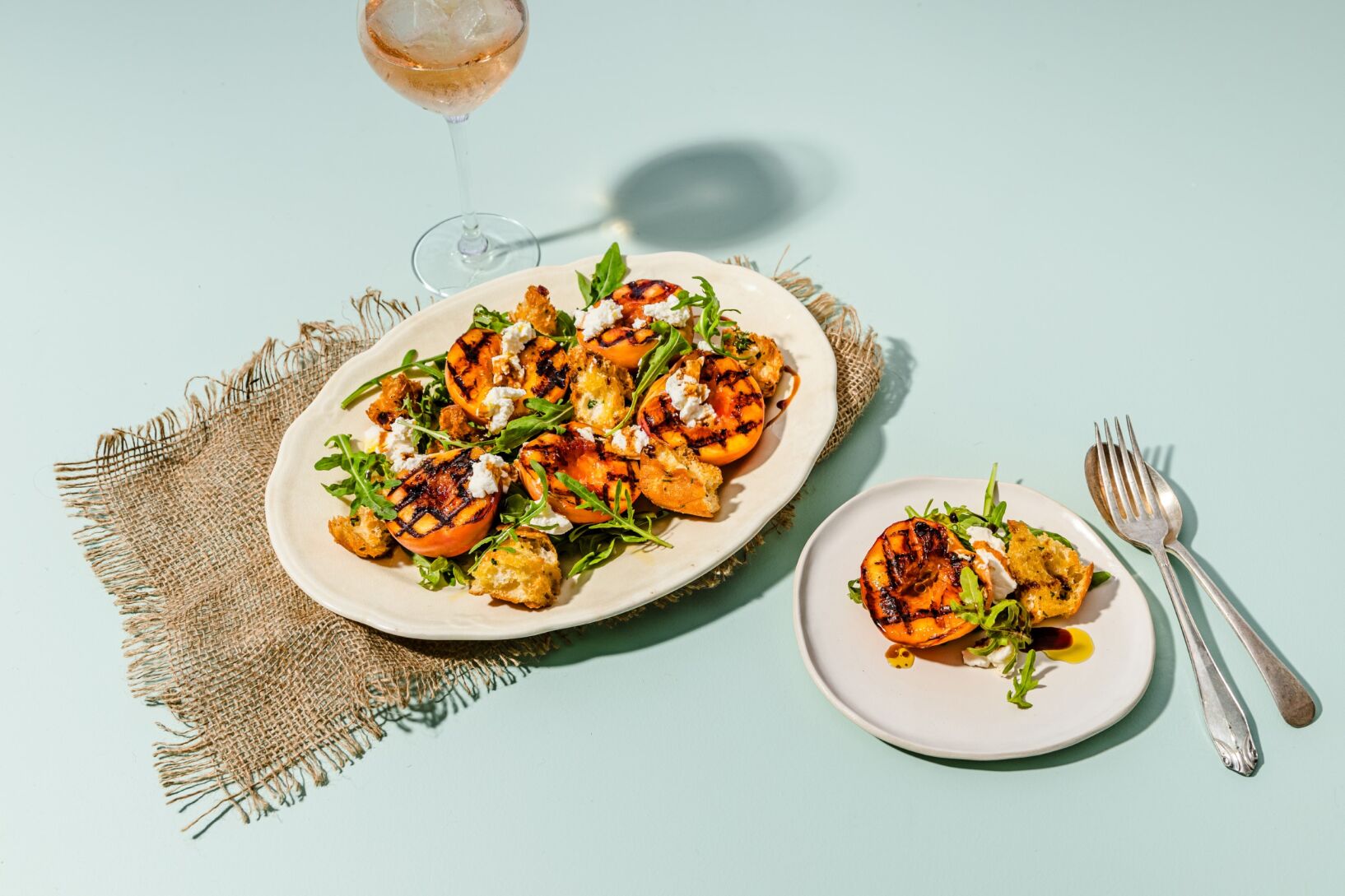 BBQ Peach, Ricotta and Rocket Salad with Maple Balsamic Reduction - Maple from Canada