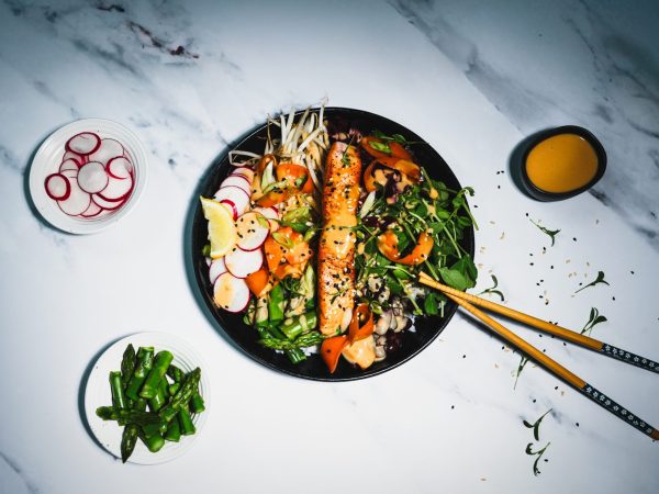 Salmon Buddha Bowl with Maple Satay Sauce